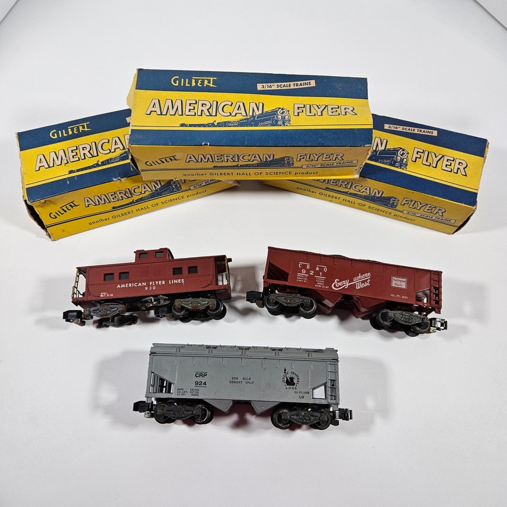 Vintage American Flyer S Scale Train Car Lot 921 924 930 with Original‎ Boxes
